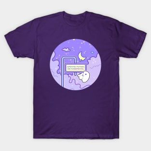 A ghost reads a sign that says sometimes mistakes are fun damental T-Shirt